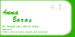 anna boros business card